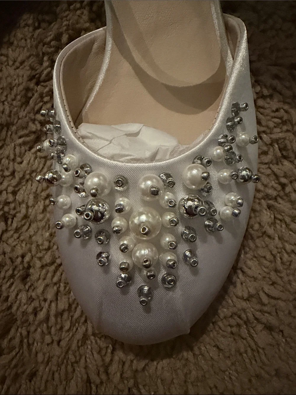 White Embellished Girls Ankle-Strap wedge dress shoe